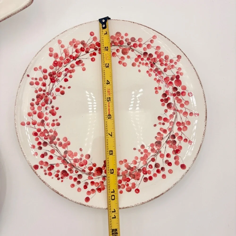 Potters Studio Cardinal Berry Holiday Serving Platter Dinner Plates Christmas